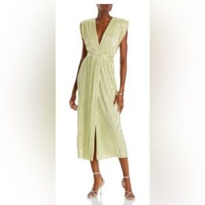 Sabina Musayev Margo Pleated V Neck Midi Dress